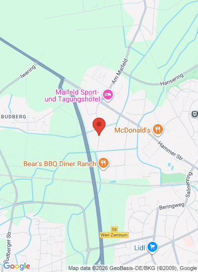 Map showing Werl, Germany