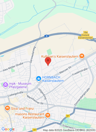 Map showing Kaiserslautern, Germany