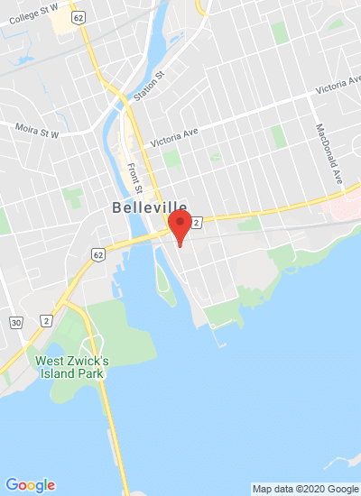 Map showing Belleville, Canada