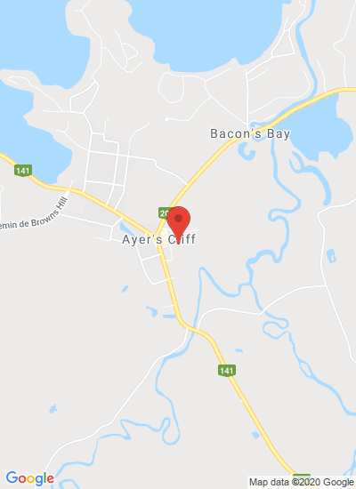 Map showing Ayer's Cliff, Canada