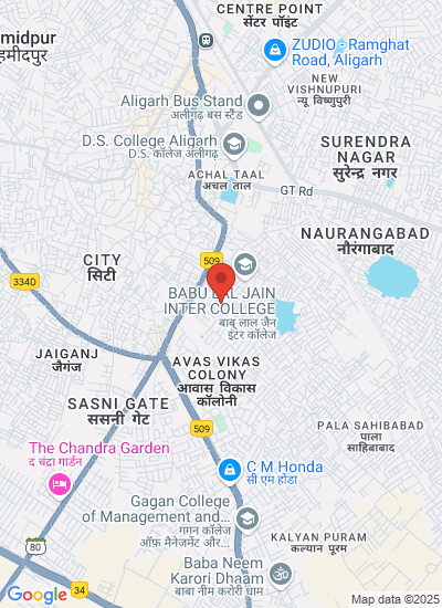 Map showing Aligarh, India
