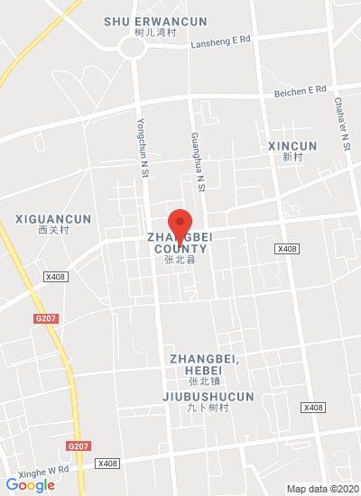 Map showing Zhangbei County, China