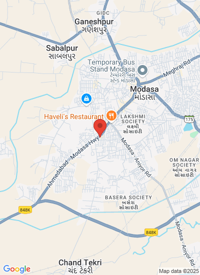 Map showing Modasa, India